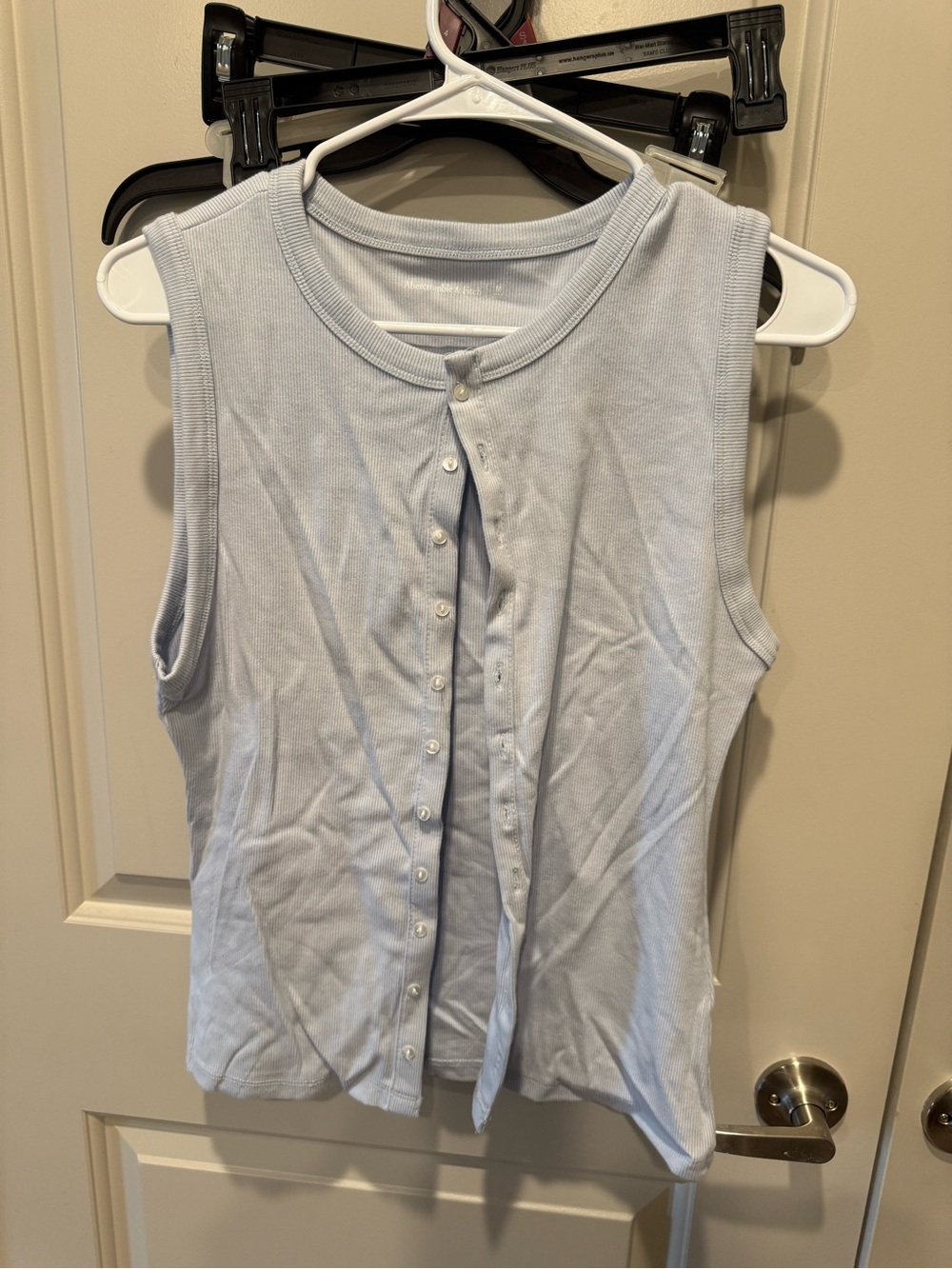 Abercrombie & Fitch Light Blue Ribbed Button-Front Tank